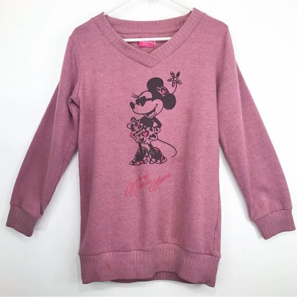 Disney Resort Tokyo Mauve Pink Minnie Mouse Graphic Pullover Sweatshirt